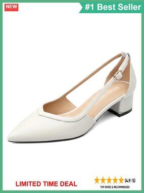 Women's Pointed Toe Low Chunky Heel Cut Out Dress Pumps 1.5 Inch Heels